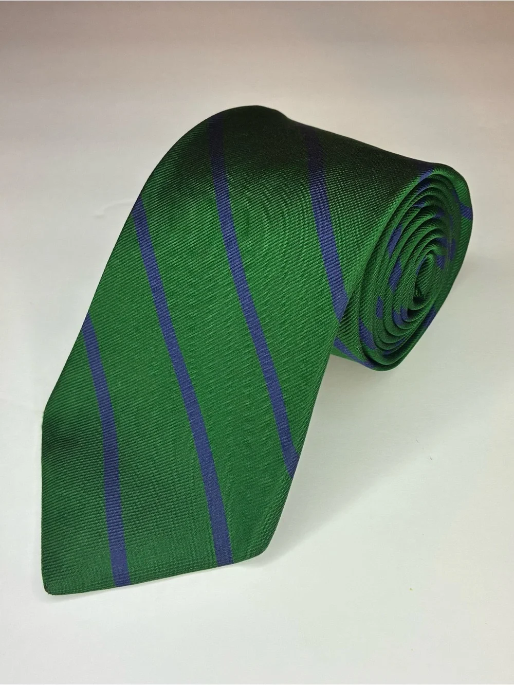 Brooks Brothers Makers Tie Silk Green Navy Blue Repp Stripe Made in USA